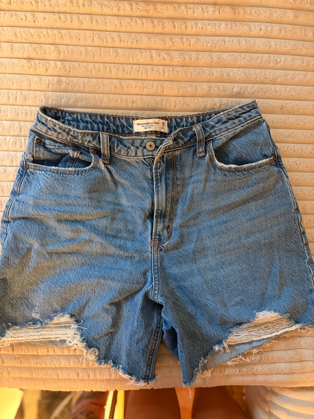 Abercrombie & Fitch Light Blue Ripped Jean Shorts